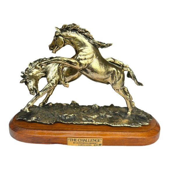 "The Challenge" Bronze Silver Horses by Gunther Granget 1980 Limited Edition EUC - Picture 1 of 7
